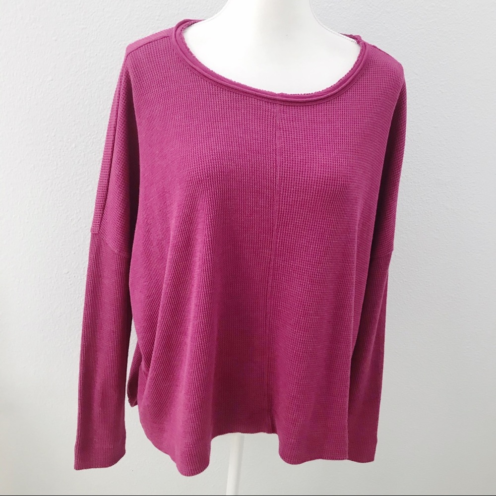 Anthropologie fuchsia thermal boxy dolman top Med